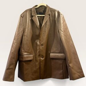 ASOS Man Chocolate Brown Faux Leather Blazer